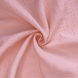 Ткань Муслин Жатый, цвет Нежно-Розовый (на отрез)  в Фрязино