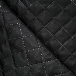 Стеганая подкладочная ткань с синтепоном (100гр/м2), цвет Черный (на отрез)  в Фрязино
